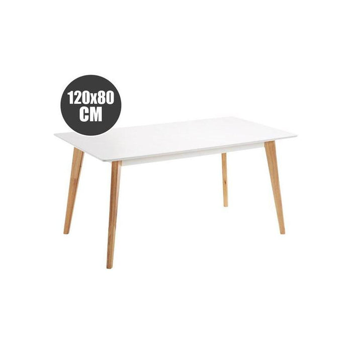 Muvip Mesa Design D900 - Patas Macizas De Madera De Haya - Superficie Mdf Espesor 18mm - 120x80cm - Blanco