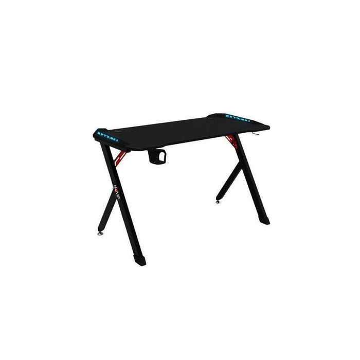 Muvip Pro1200 Mesa Gaming Fibra De Carbono Con Luz Rgb - Solida - Gran Superficie - Portavasos - Gancho Para Auriculares - Medidas 120x60x75cm - Color Negro