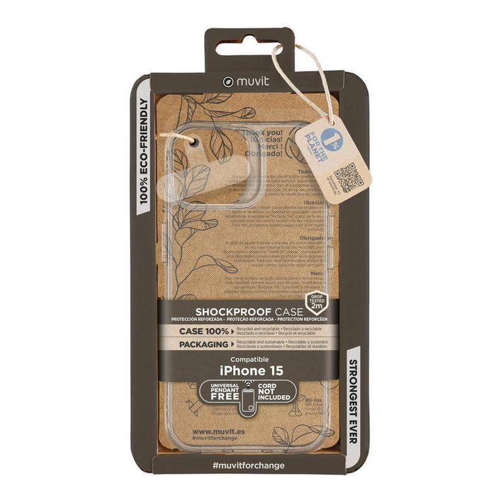 Muvit For Change Funda Shockproof 2m Compatible Con Apple Iphone 15 Transparente