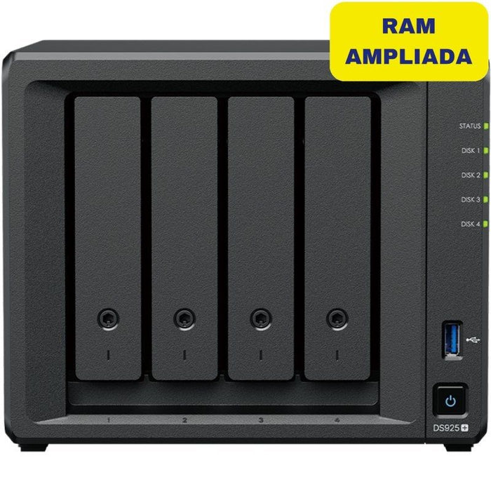 Nas Synology Diskstation Ds925+ 4 Bahías 3.5'- 2.5' 32gb Ddr4 Formato Torre