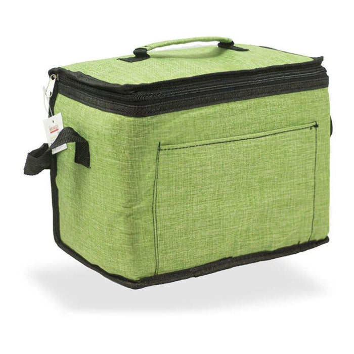 Nevera Tipo Bolsa 10 L Diseño Tejana Verde Con Ribete Y Asa Negra, 28 X 22 X 16 Cm