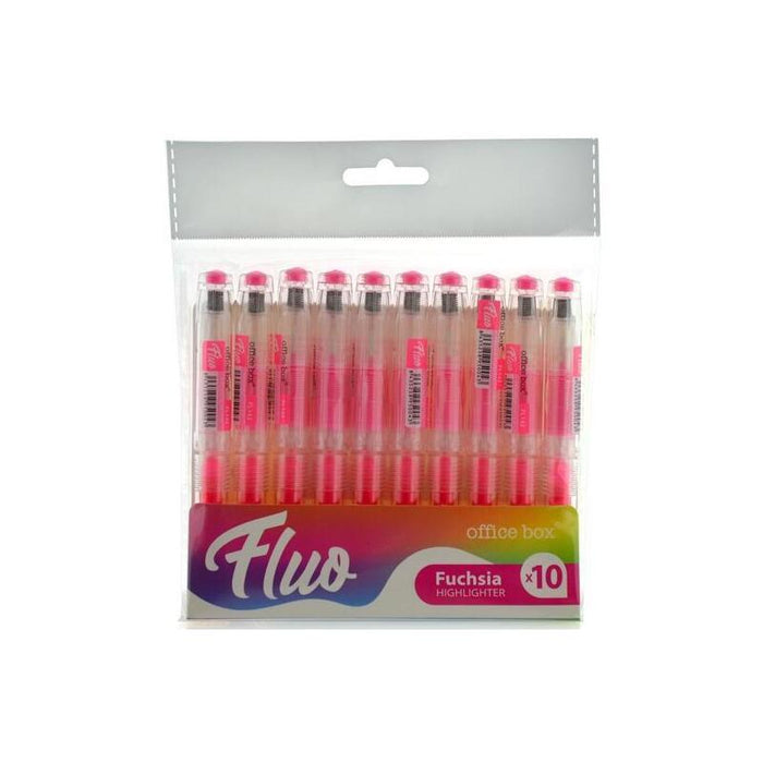 Office Box Marcador Fluorescente Fluo Recargable Rosa Pack 10 Ud