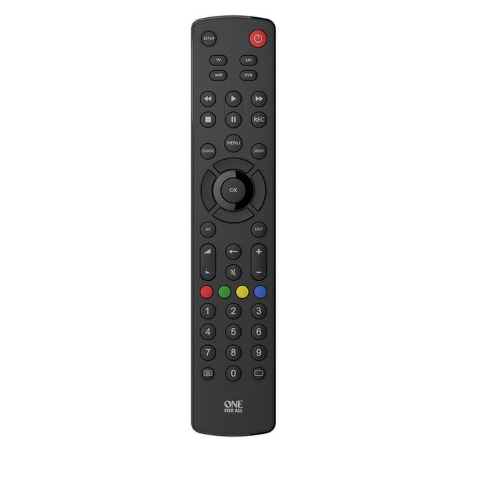 One For All Contour 4 Mando A Distancia Cable, Dtt, Dvd/Blu-Ray, Consola De Juegos, Sistema De Cine En Casa, Iptv, Sat, Tnt, Tv, Vcr Botones