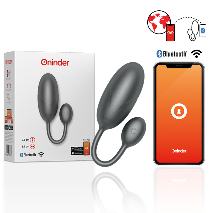 Oninder - Tokyo Huevo Vibrador Negro 7.5 X 3.2 Cm - App Gratuita