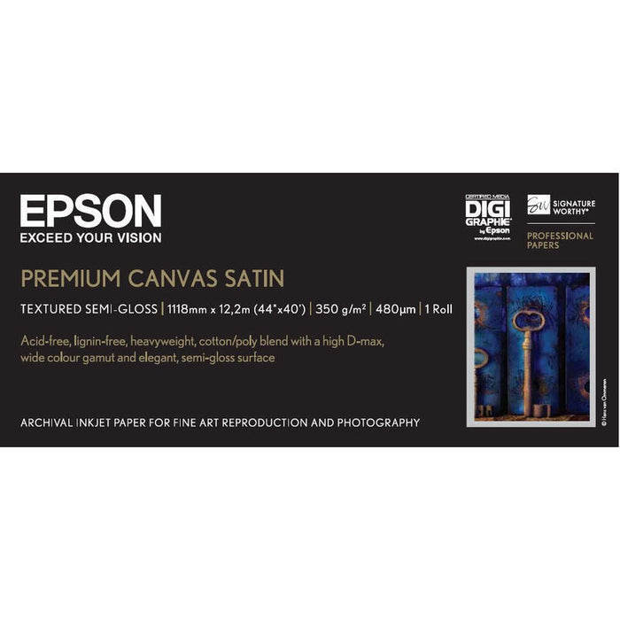 Original Epson Papel Inkjet Canvas Premium Satinado 44pulgadasx12,2m