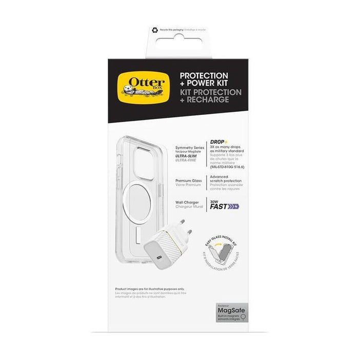 Otterbox Symmetry Series Carcasa Trasera Para Teléfono Móvil Compatibilidad Con Magsafe Transparente Con Protector De Pantalla De Cristal Premium Y Cargador De Pared Con Carga Rápida Usb-C De 30 W Para Apple Iphone 16 Pro