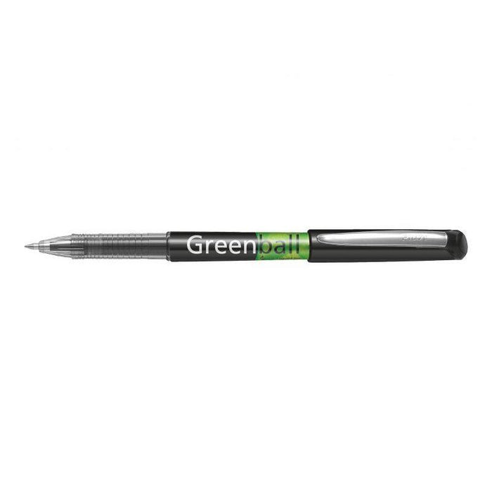 Pack 10 Unidades Pilot Boligrafo De Tinta Liquida Greenball - Recargable - Fabricado Con Plastico Reciclado - Punta Media 0.7mm - Trazo 0.35mm - Color Negro