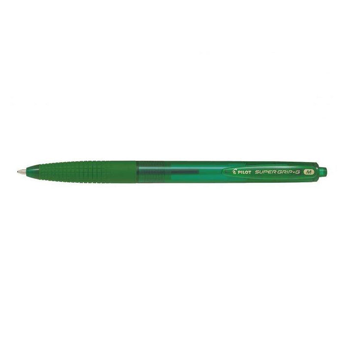 Pack 12 Unidades Pilot Boligrafo De Bola Retractil Supergrip G - Punta Redonda 1.0mm - Trazo 0.4mm - Tinta De Aceite - Grip Ergonomico - Color Verde