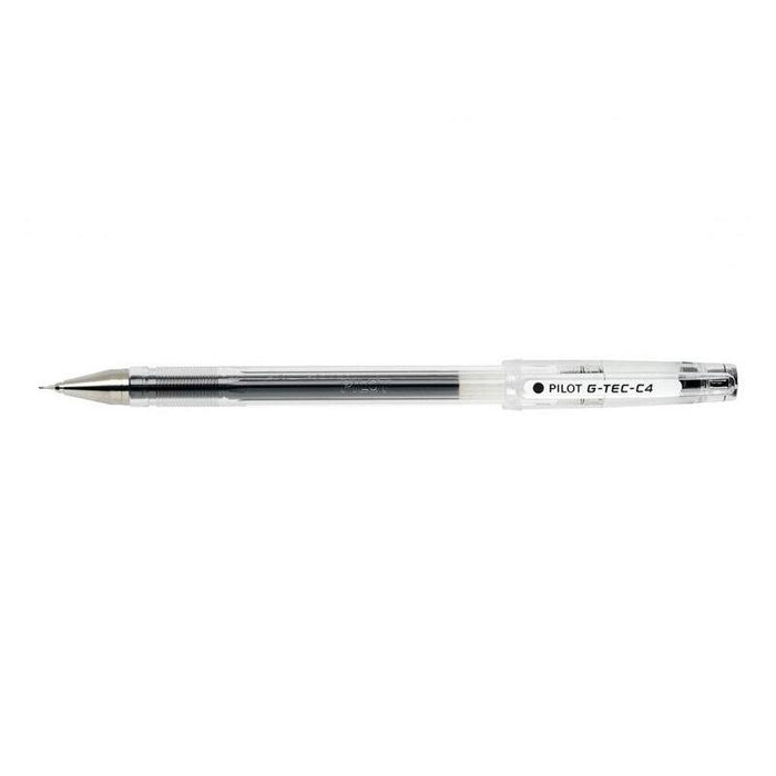 Pack 12 Unidades Pilot Boligrafo De Gel G-Tec C4 - Extra Fino - Recargable - Punta De Bola 0.4mm - Trazo 0.2mm - Color Negro