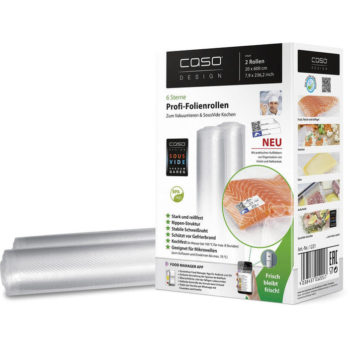 Pack 2 Rollos Para Envasar Al Vacio Caso Design 1221 20*600cm Apto Para Cocer / Microondas