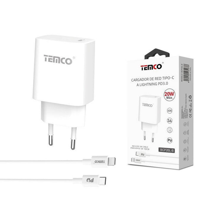 Pack Cargador Usb-C Pd20W + Cable Lightning 3A 1M Blanco