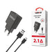 Pack Cargador Usb 2.1A + Cable Micro Usb 2A 1M Negro