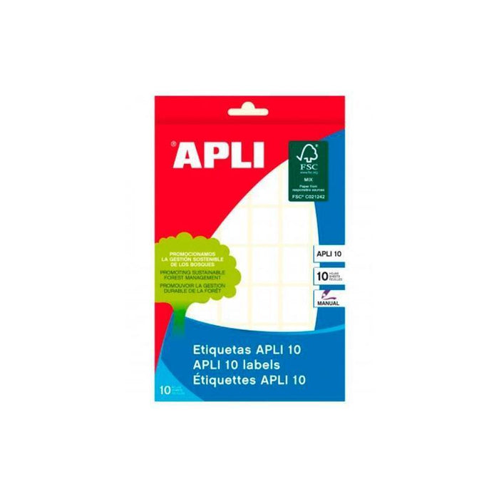 Pack De 10 Unidades Apli Etiquetas Adhesivas 16x22mm Escritura Manual C/Romos 42 X 10h Blanco