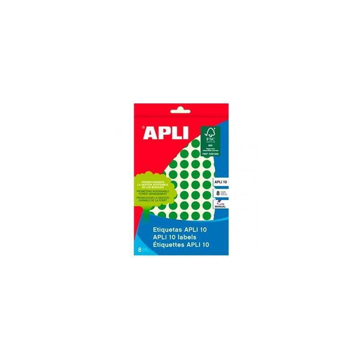 Pack De 10 Unidades Apli Etiquetas Adhesivas Circulares Ø10mm Escritura Manual 126 X 8h Apli 10 Verde