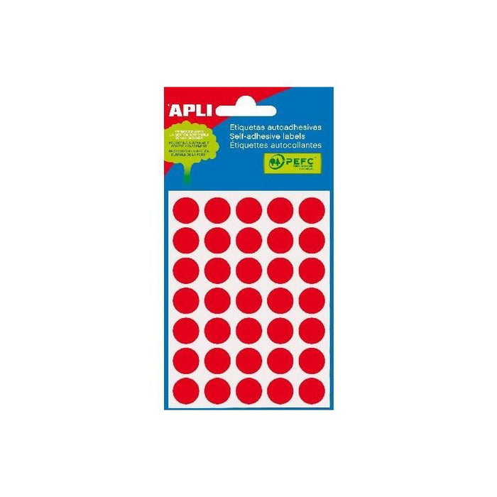 Pack De 10 Unidades Apli Etiquetas Adhesivas Circulares Ø13mm Escritura Manual 35 X 5h Rojo