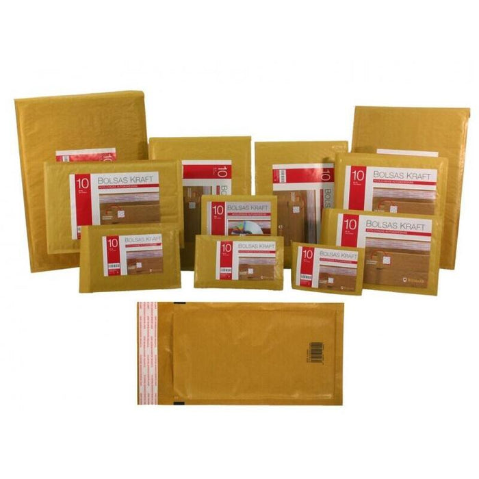 Pack De 10 Unidades Bismark Pack De 10 Bolsas Acolchadas De Kraft Nº 270x360mm - Recubrimiento Interno De Laminas De