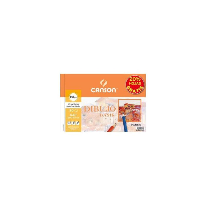 Pack De 10 Unidades Canson Bloc Dibujo Basik Espiral 20h+20% Gratis A4+ 130gr Microperforado Blanco Natural