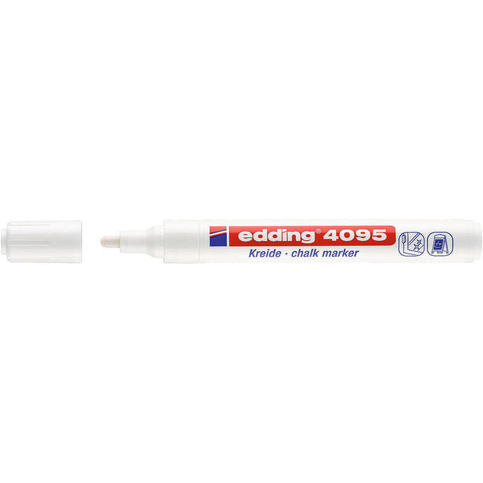 Pack De 10 Unidades Edding 4095 Rotulador De Tiza Liquida - Punta Redonda - Trazo Entre 2 Y 3mm - Olor Neutro  - Color Blanco