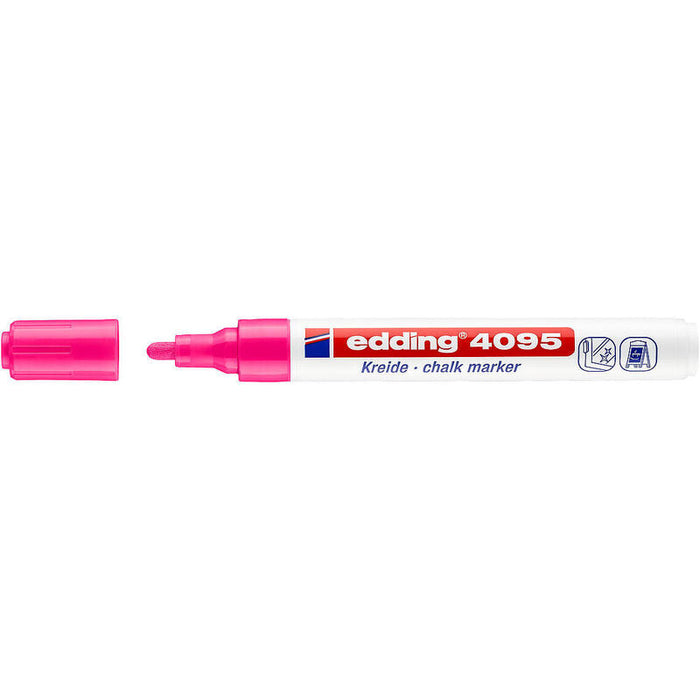 Pack De 10 Unidades Edding 4095 Rotulador De Tiza Liquida - Punta Redonda - Trazo Entre 2 Y 3mm - Olor Neutro  - Color Rosa Neon