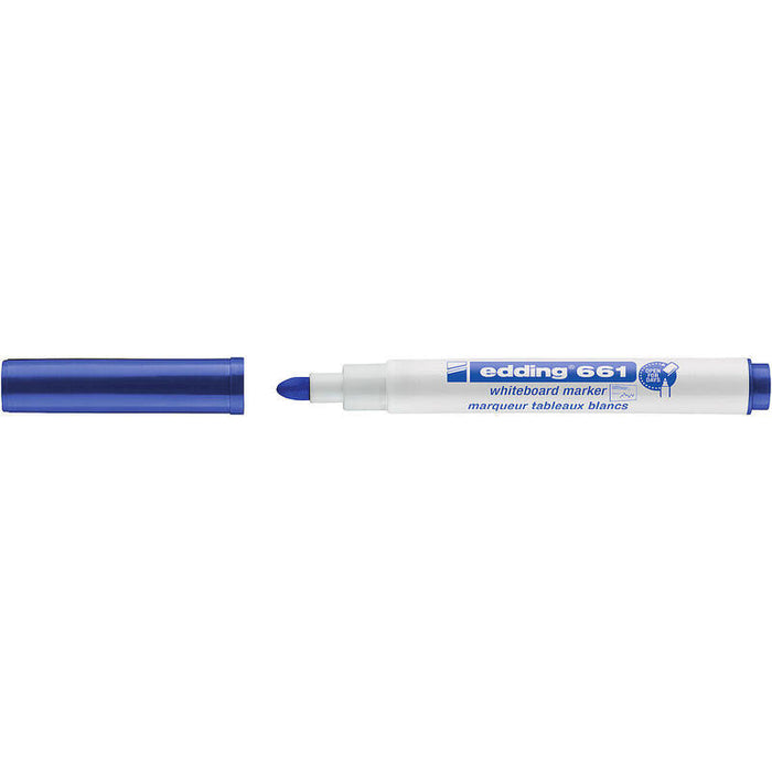 Pack De 10 Unidades Edding 661 Rotulador Para Pizarra Blanca - Punta Redonda - Trazo Entre 1 Y 2 Mm. - Tinta Pigmentada - Borrable En Seco - Color Azul