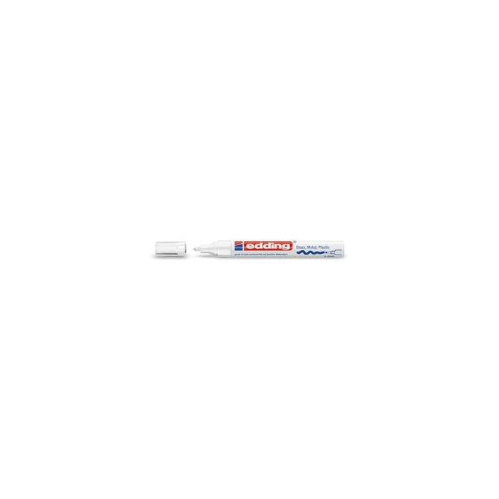 Pack De 10 Unidades Edding 750 Rotulador Permanente Punta Redonda - Trazo Entre 2 Y 4 Mm. - Tinta Opaca - Secado Rapido - Color Blanco