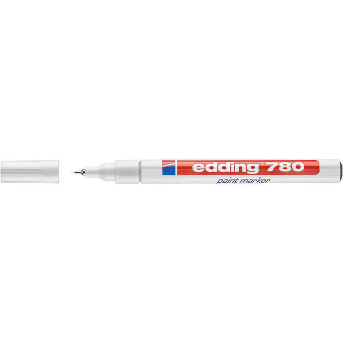 Pack De 10 Unidades Edding 780 Rotulador Permanente De Tinta Opaca - Punta Redonda - Trazo 0.8mm - Puntas De Recambio Disponibles - Secado Rapido - Color Blanco