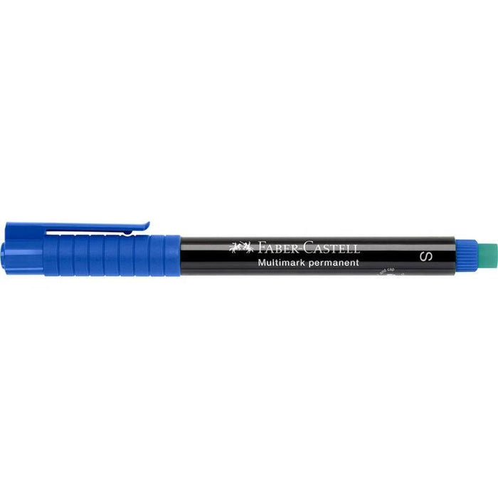 Pack De 10 Unidades Faber-Castell Multimark Rotulador Permanente - Ancho De Trazo 0.4mm - Goma De Borrar Integrada - Resistente A La Luz Y Al Agua - Color Azul