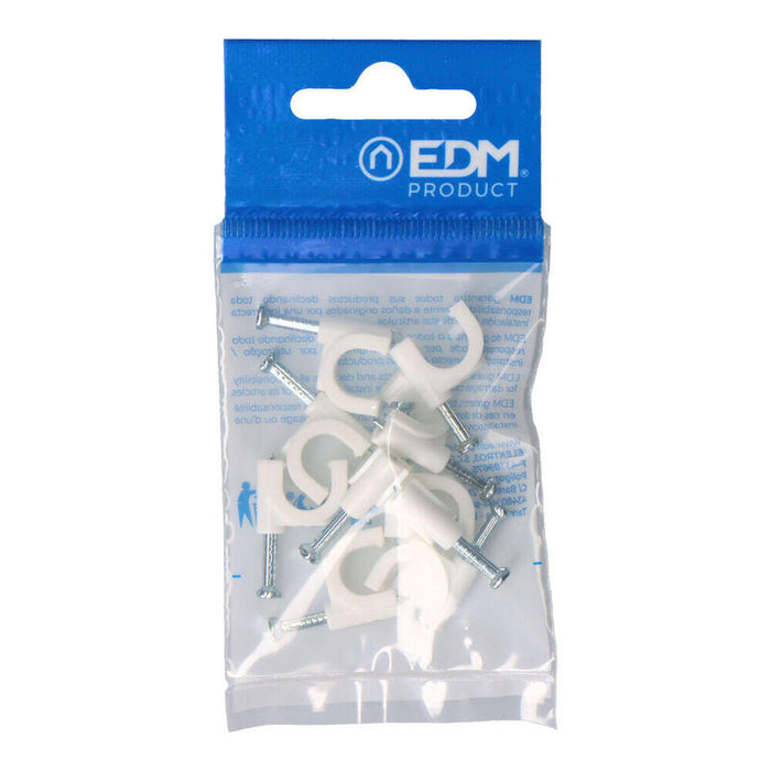 Pack De 10 Unidades - Grapa Para Cable Manguera Tubular 2 X 4,0 Mm N°09, Blanca, Blister 10 Uds