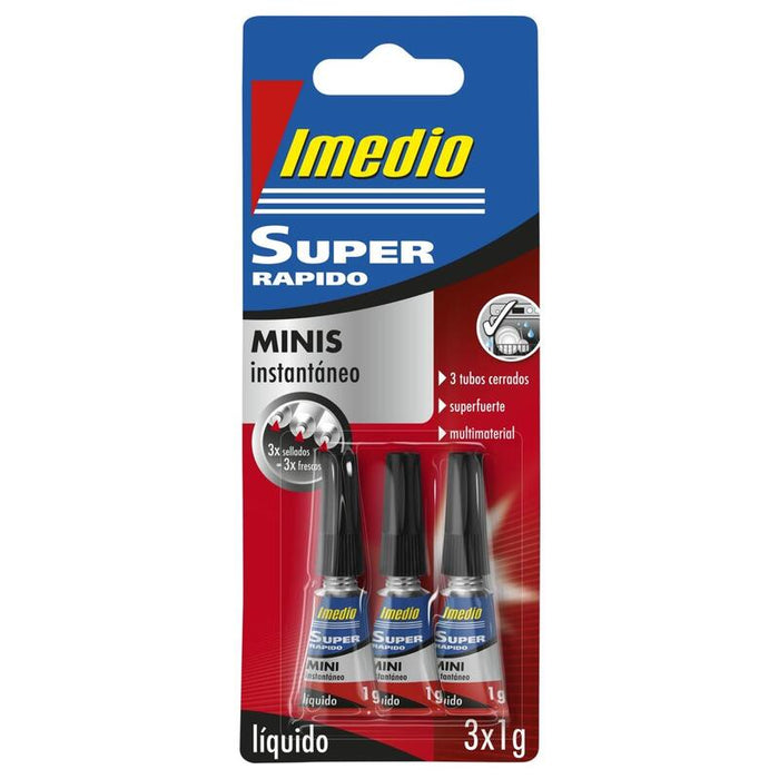 Pack De 10 Unidades Imedio Super Rapido Pegamento Instantaneo Pack De 3 Tubos De 1gr - Transparente - Multimaterial