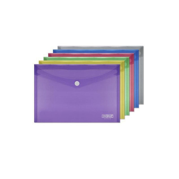 Pack De 10 Unidades Ingraf Sobre Portadocumentos Con Broche A5 Colores Surtidos