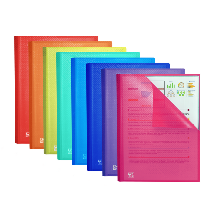 Pack De 10 Unidades Oxford Urban A4 Carpeta De Fundas Soldadas - Tapa De Plastico Translucido - 30 Fundas - Colores