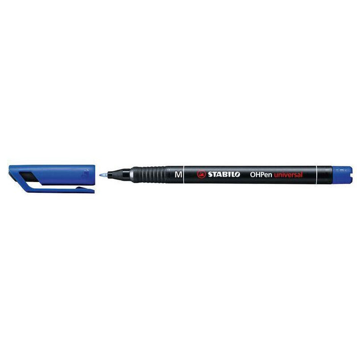 Pack De 10 Unidades Stabilo Ohpen Rotulador Permanente - Punta Media - Trazo De 1mm - Agarre Antideslizante - Tapon Ventilado - Color Azul