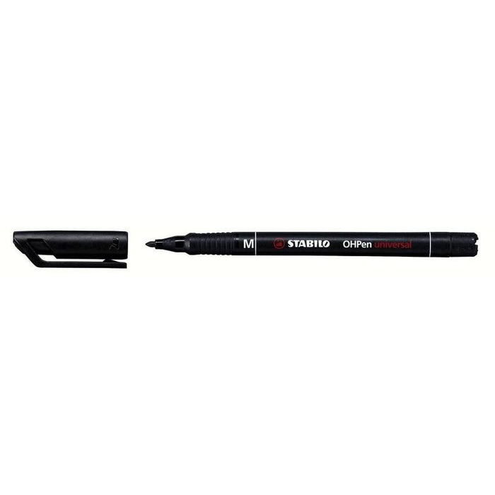 Pack De 10 Unidades Stabilo Ohpen Rotulador Permanente - Punta Media - Trazo De 1mm - Agarre Antideslizante - Tapon Ventilado - Color Negro