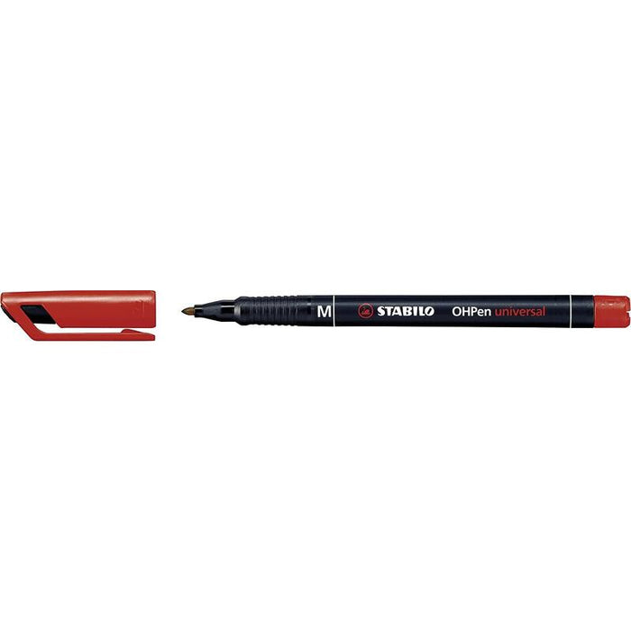 Pack De 10 Unidades Stabilo Ohpen Rotulador Permanente - Punta Media - Trazo De 1mm - Agarre Antideslizante - Tapon Ventilado - Color Rojo