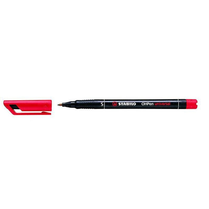 Pack De 10 Unidades Stabilo Ohpen Rotulador Permanente - Punta Superfina - Trazo De 0.4mm - Agarre Antideslizante - Tapon Ventilado - Color Rojo