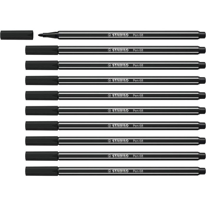 Pack De 10 Unidades Stabilo Pen 68 Rotulador De Punta De Fibra - Trazo De 1mm Aprox. - Tinta Con Base De Agua - Color