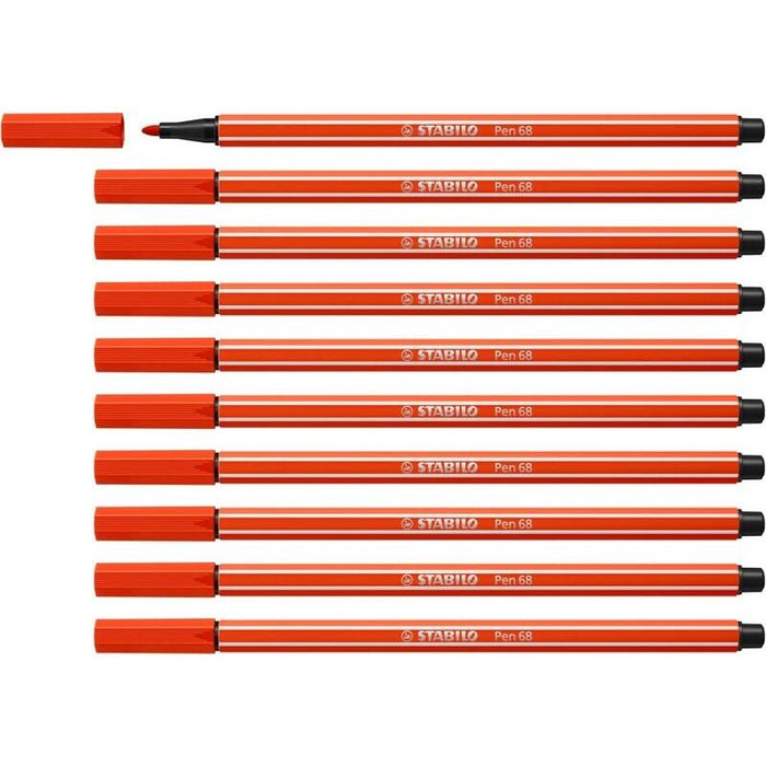 Pack De 10 Unidades Stabilo Pen 68 Rotulador De Punta De Fibra - Trazo De 1mm Aprox. - Tinta Con Base De Agua - Color