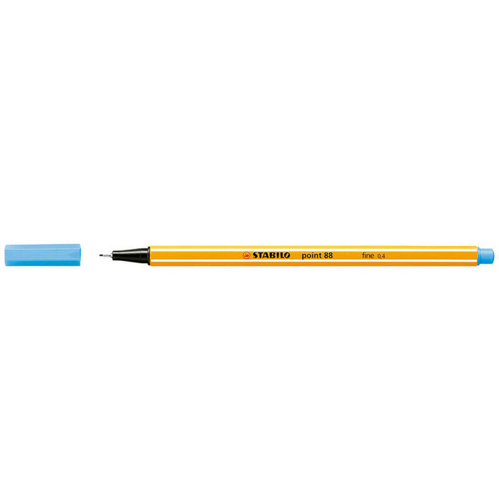 Pack De 10 Unidades Stabilo Point 88 Rotulador De Punta Fina De Fibra - Trazo De 0.4 Mm - Tinta Con Base De Agua - Color Azul Celeste