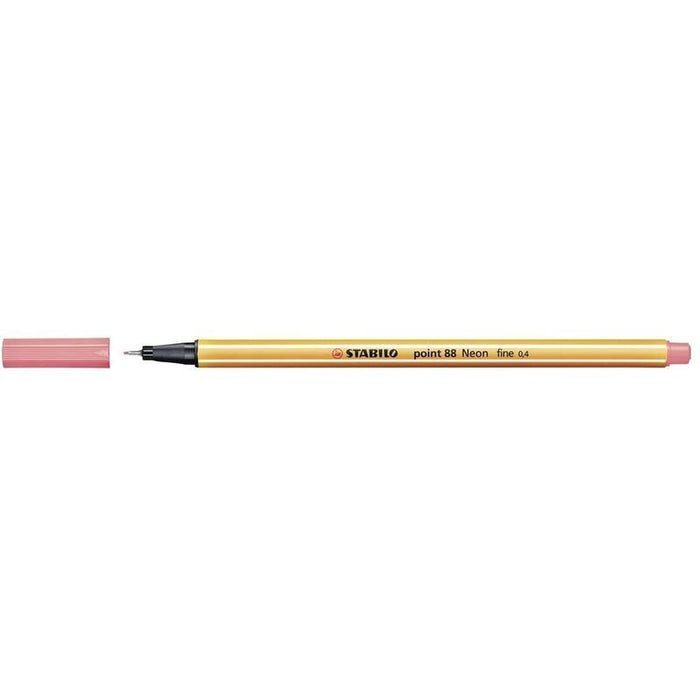 Pack De 10 Unidades Stabilo Point 88 Rotulador De Punta Fina De Fibra - Trazo De 0.4 Mm - Tinta Con Base De Agua - Color Rojo Neon