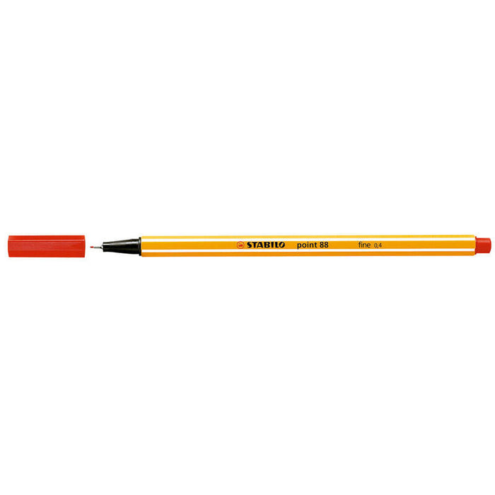 Pack De 10 Unidades Stabilo Point 88 Rotulador De Punta Fina De Fibra - Trazo De 0.4 Mm - Tinta Con Base De Agua - Color Rojo