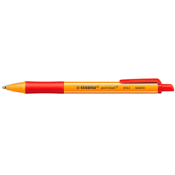 Pack De 10 Unidades Stabilo Pointball Boligrafo Retractil - Punta De 1mm - Tinta Con Base De Aceite - Recargable - 79% Plastico Reciclado - Grip Antideslizante - Color Rojo