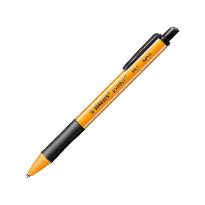 Pack De 10 Unidades Stabilo Pointball Boligrafo Retractil - Punta De 1mm - Tinta Con Base De Aceite - Recargable - 79% Plastico Reciclado - Grip Antideslizante - Color Negro