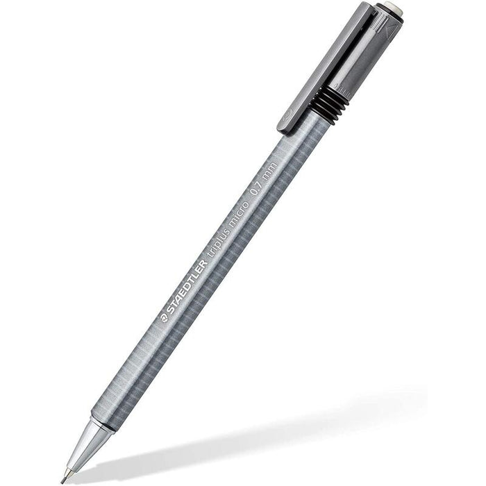 Pack De 10 Unidades Staedtler Triplus Micro 774 Portaminas - Ancho De Linea 0.7mm - Punta Retractil - Diseño Ergonomico - Color Gris