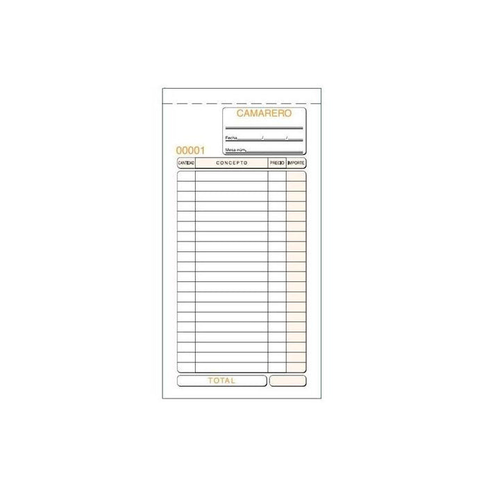 Pack De 10 Unidades Talonario Camareros Tercio De Folio Natural Simple