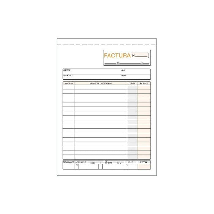 Pack De 10 Unidades Talonario Facturas Cuarto Natural