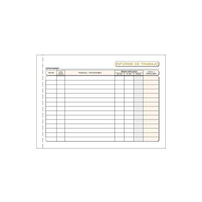 Pack De 10 Unidades Talonario Informe De Trabajo Cuarto Apaisado