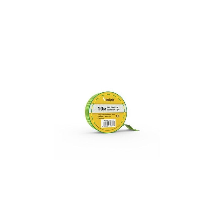 Pack De 10 Unidades Technik Cinta Aislante Pvc 0.13x18mm 10 Metros Amarillo/Verde 10 Uds