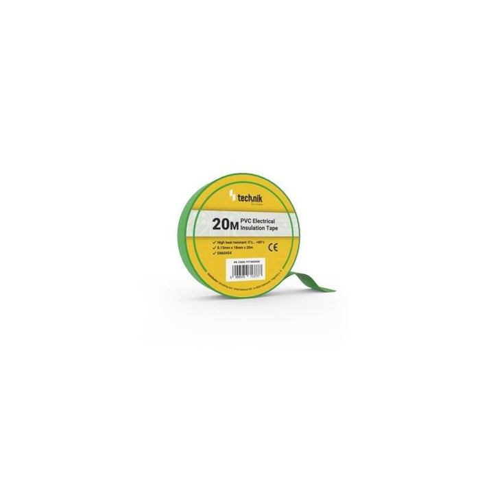 Pack De 10 Unidades Technik Cinta Aislante Pvc 0.13x18mm 20 Metros Verde 10 Uds