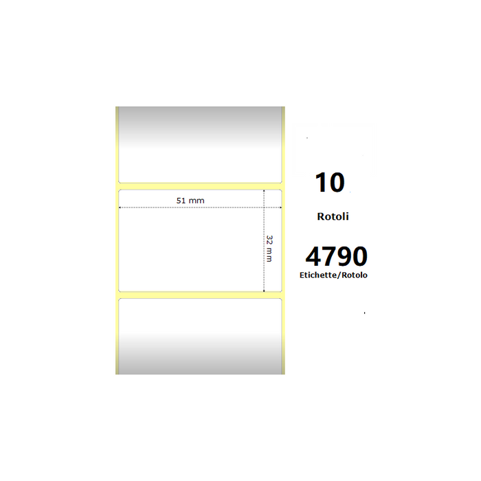 Pack De 10 Unidades White 51x32mm 4790 Et/Rotolo Z-1000d 2x1.3x3 Core Circonferenza 182mm Ze3004861-T