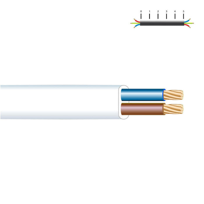 Pack De 100 Metros - Manguera 2x0,75mm Plana Blanca Flexible H05 Vv-F (Audio) Euro/Mts